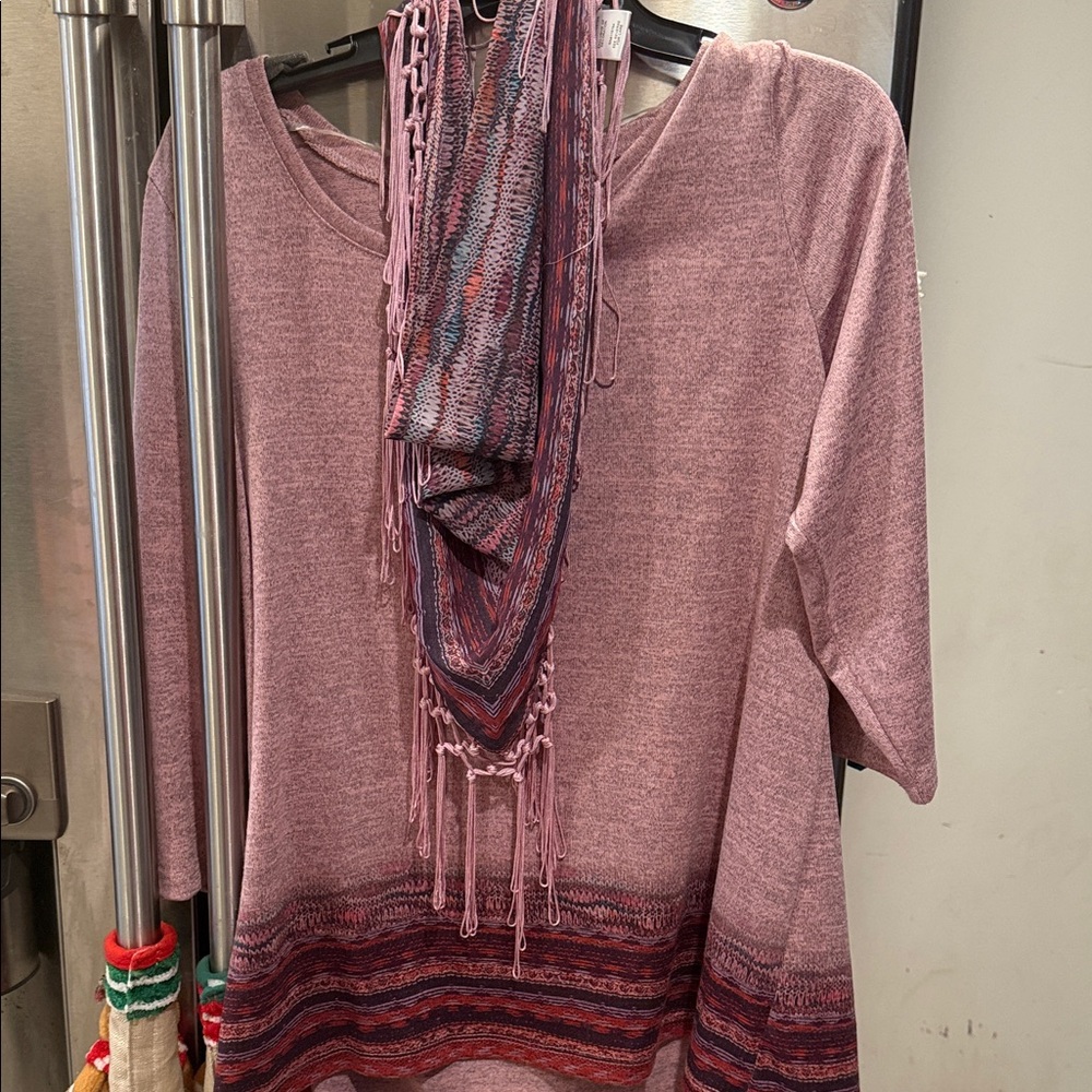 ONE WORLD Pink and Purple Long Sleeve Top